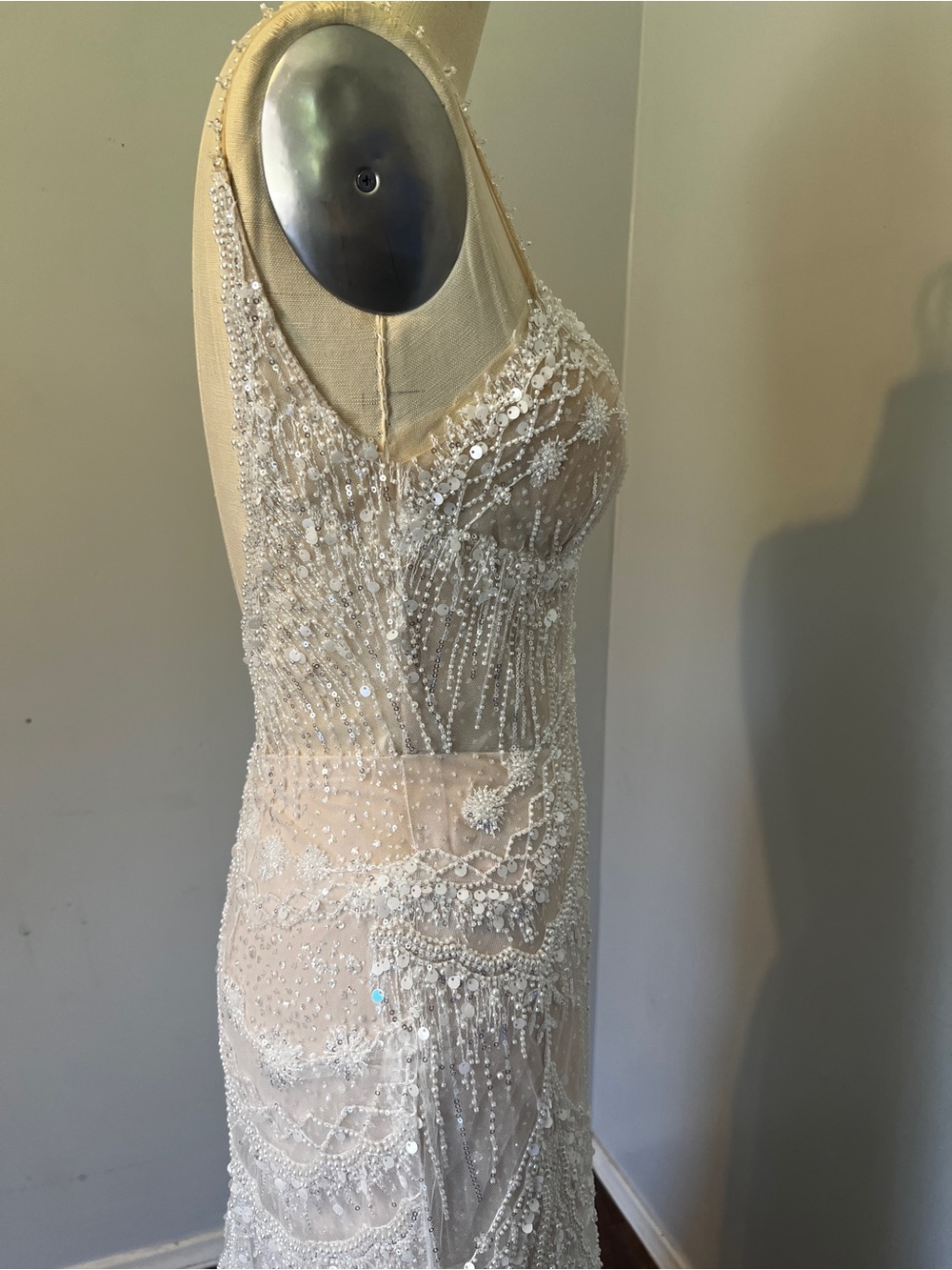 Elegant Beaded Lace Wedding Dress with Train - Picture 12 of 12